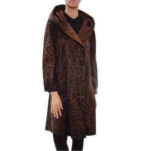 MYCRA PAC Women’s Donatella Reversible Coat Leopard/Bronze Size 2/Medium/Large